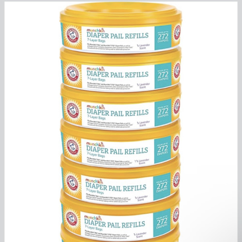Munchkin® Arm & Hammer Diaper Pail Refill Rings, Holds up to 2,176 Newborn Diapers, 8 Pack