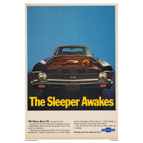 Vintage Reproduction Poster The Sleeper Awakes Chevrolet Nova Muscle Car