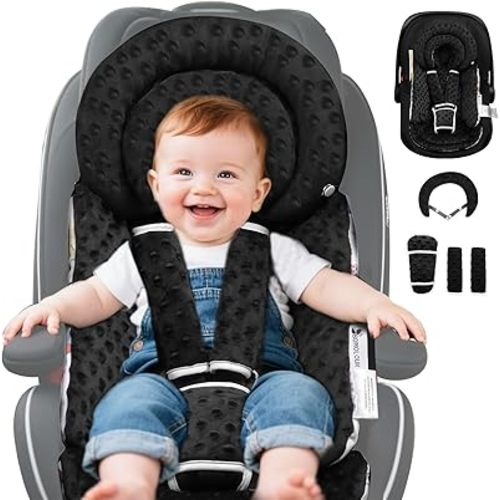Infant Car Seat Insert with Removable Cushion for Baby Preemie Newborn Infant, Reversible carseat Insert Head Body Support Fits for Stroller, Baby Swing, Rocker, Bouncer, Bassinet - Black