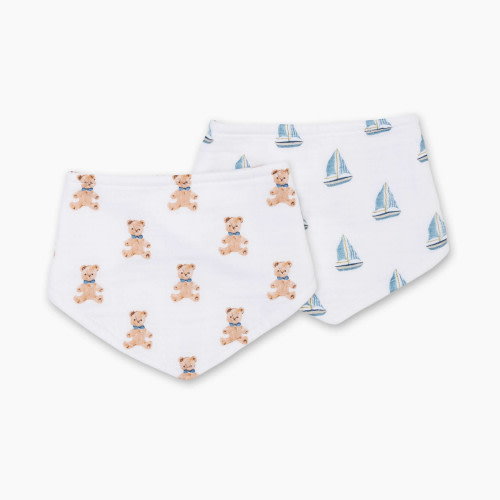 Lulujo Bandana Bib (2 Pack) - Vintage Teddy/ Sailboat, 2