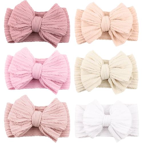 Niceye Handmade Baby Headbands Soft Stretchy Nylon Hair Bands with Bows for Newborn Infant Baby Toddler Girls