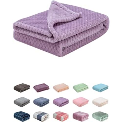 Fuzzy Blanket or Fluffy Blanket for Baby, Soft Warm Cozy Coral Fleece Toddler, Infant or Newborn Receiving Blanket for Crib, Stroller, Travel, Decorative (28Wx40L, XS-Lavender)