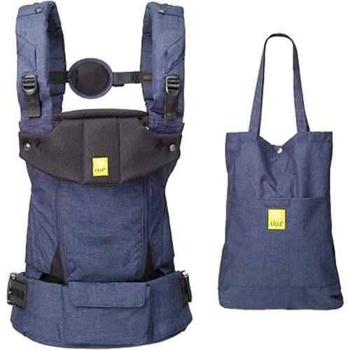 LÍLLÉbaby Serenity 6-in-1 Ergonomic Baby Carrier, Newborn to Toddler, Lumbar Support with Convertible Tote, Indigo