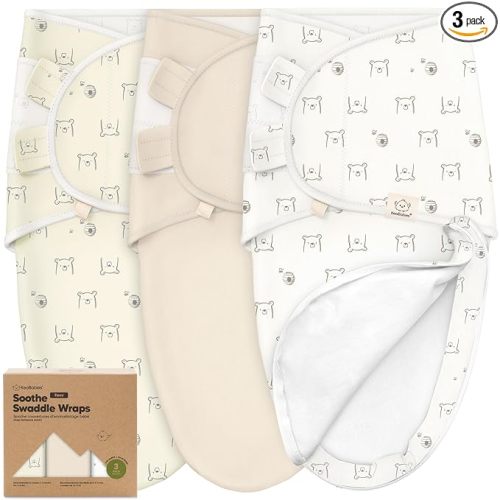 Keababies Baby Swaddle Sleep Sack with Zipper - 3-Pack Cotton Swaddles for Newborns 0-3 Months, Soft & Breathable Baby Sleep Sack 0-3 Months, Easy Diaper Change Swaddling Blanket (Bumble Bear)