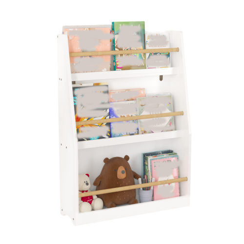 zyoiszvq 3-Tier Kids Book Shelf & Rack Organize Bedrooms, Playrooms, and Classrooms, Natural Wood Finish