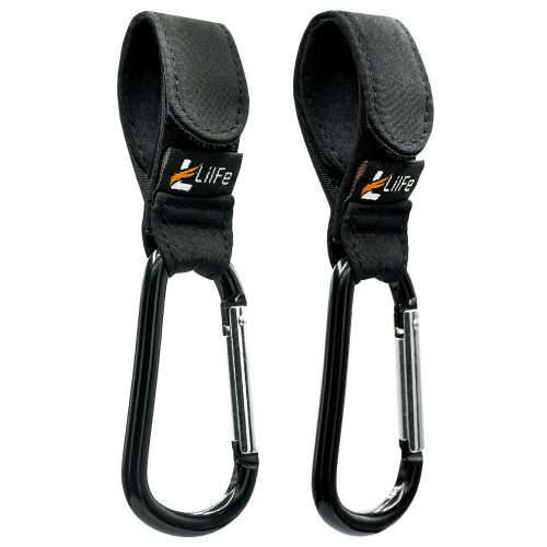 LilFe Multi-Purpose Convenient Baby Stroller Clips for Utility Cart, Office Cart, Diaper Bag, Purse Hanging On Buggy or Pram- Adjustable Nylon Mommy Hook for Bags & Groceries-2 Pcs for Hanging Bags.