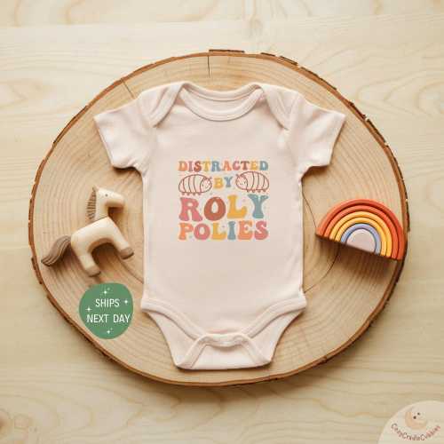 Distracted By Roly Polies Baby Onesie®, Retro Bug Baby Bodysuit, Baby Shower Gift, Cute Bug Lover Onesie®, Funny Onesie®, Nature Onesie®