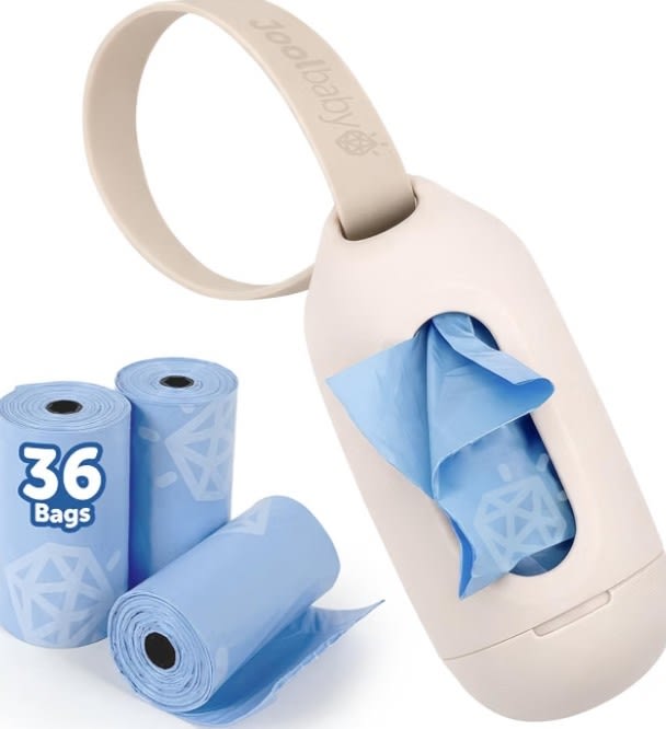 Jool Baby Disposable Diaper Bag Dispenser (Oatmeal) + 3 Refill Rolls (Lavender-Scented) - Attaches to Stroller or Diaper Bag for On-the-Go Convenience