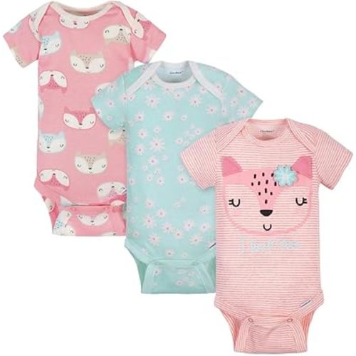 Gerber Baby Girls' 5-Pack Short Sleeve Variety Onesies Bodysuits