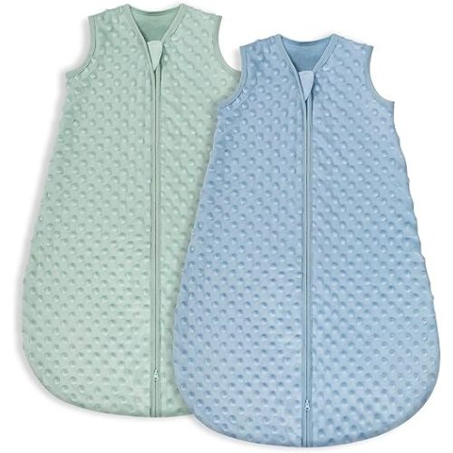 Yoofoss Fleece Baby Sleep Sack 0-6 Months with Plush Dots, TOG 1.5 Baby Wearable Blanket with 2-Way Zipper, Cotton Toddler Sleep Sack Fleece
