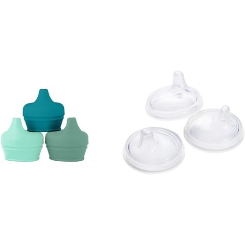Boon Snug Silicone Sippy Cup Lids - Convert Any Kids Cups or Toddler Cups into Soft Spout Sippy Cups - Toddler Feeding Supplies and Travel Essentials - Pink - 3 Count - Sippy Lids + CONTAINER_LID,B11241