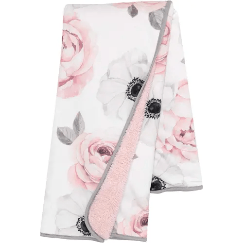 Lambs & Ivy Floral Garden Watercolor Floral Pink Ultra Soft Baby Blanket