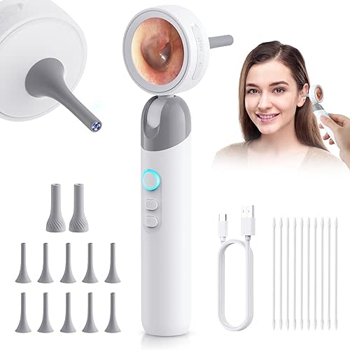 Otoscope Ear Camera with 1.38” Screen, 1080P HD Ear Scope & 4 LED Lights for Adult Kid and Pet, 12 Silicone Specula Tips, Photo & Video, Type-C Charging with Computer, FSA HSA Eligible Items