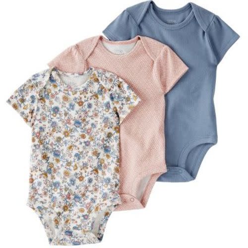 Little Planet by Carter’s Organic Baby Girls' 3pk Floral Bodysuit - White/Brown/Blue