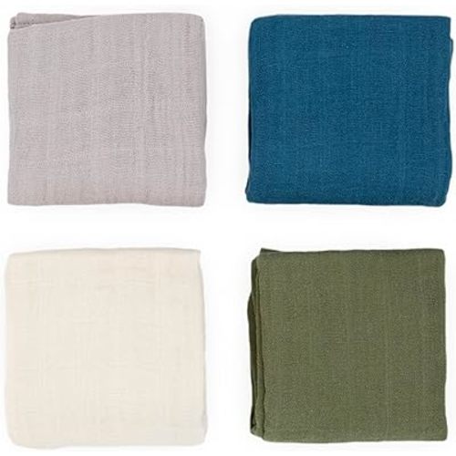 Little Unicorn Cotton Muslin Squares 4 Pack | Nursing, Burping, Feeding, Wiping, Spills | Super Soft and Lightweight Blanket for Baby Boys and Girls | 27.5” x 27.5” (Fern Set)