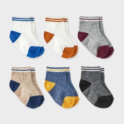 6-12M Baby Boys' 6pk Colorblock Ankle Socks - Cat & Jack™