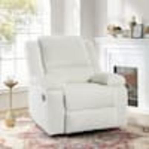 Uixe Luxurious Beige Corduroy Fabric Upholstered Manual Recliner with Adjustable Backrest and Footrests (Set of 1) FOP-CH0029-CBE