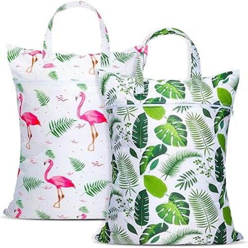 2 Pcs Large Travel Laundry Bags - Waterproof with Handle, Washable Dirty Clothes Bags for Travel, Wet/Dry Bag for Gym, Swimming Pool, College Dorm