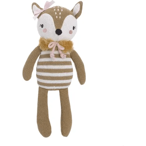 Deer 100% Cotton Knitted Plush Toy, Penelope, Brown/Pink