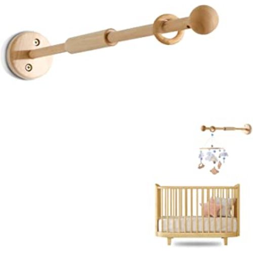 Crib Mobile Arm - HBM Wall Mounted Wooden Mobile Arm for Crib Baby Mobile Hanger Beech Mobile Crib Arm Attachment Nursery Decor,Crib Mobile Hanger for Crib