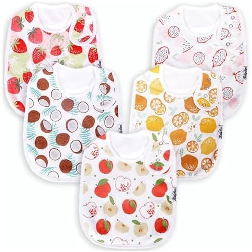 KiddyStar Drool Bibs for Babies – Organic, Unisex, Soft Absorbent Teething Bibs with Adjustable Snaps