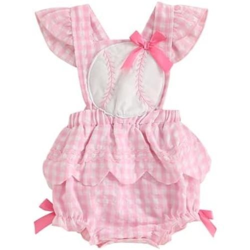 Baby Boy Girl Baseball Outfit Ruffle Romper Sleeveless Jumpsuit Overalls Infant Spring Summer Clothes