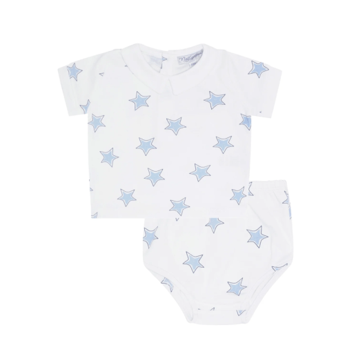 Blue Stars Print Diaper Cover Set