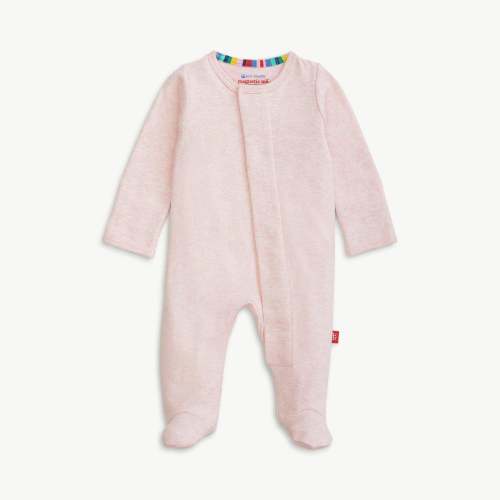 pink melange organic cotton magnetic parent favorite footie – Magnetic Me
