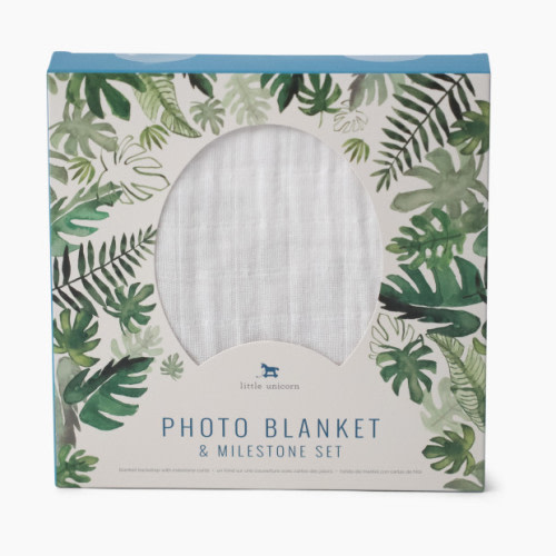 Little Unicorn Photo Blanket & Milestone Set - Tropical Leaf