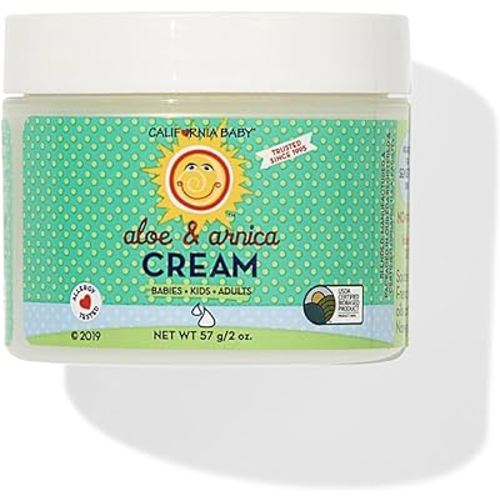 California Baby Aloe & Arnica Cream | Soothing Sunburn Relief Cream | Moisturizes Dry, Irritated Skin | 100% Plant-Based After Sun Lotion | Organic Calendula + Aloe Vera Cream | 57 g / 2 oz.