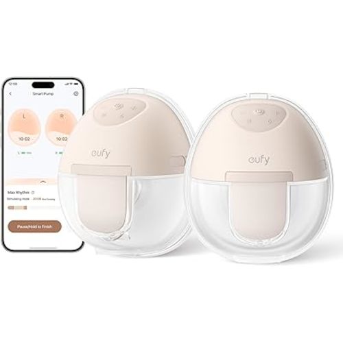 eufy Wearable Breast Pump E10, Hands-Free Electric Breast Pump with App Control, Personalized Smart Rhythm, Hospital Grade Suction for More Milk, Portable, Leak-Proof & Ultra-Quiet