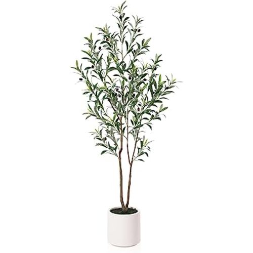 LOMANTO 5 ft Tall Artificial Olive Tree for Indoor