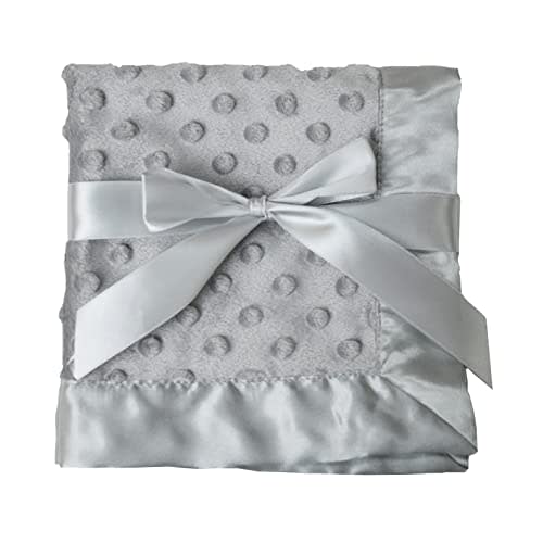 American Baby Company Heavenly Soft Chenille Security Blanket, 2-Layer Design with Minky Dot & Silky Satin, Gray, 14" x 14" for Boys and Girls