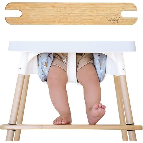 Woodsi Footsi Highchair Footrest for IKEA Antilop, Bamboo Wooden Footrest, Height Adjustable, High Chair Accessories,Suitable Footstool with Rounded Corners