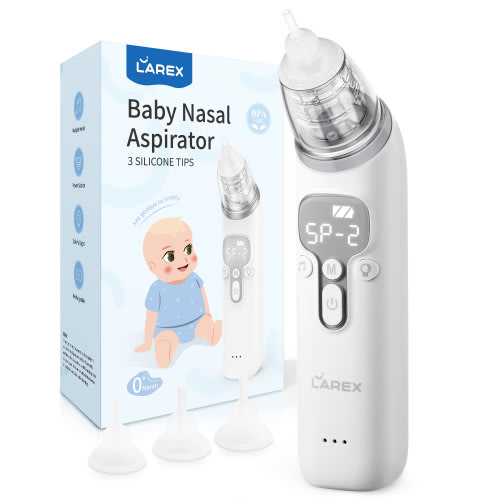 Larex Baby Nasal Aspirator, Nose Sucker for Baby Nose Cleaner-3 Levels Power Suction,Music and Light Function