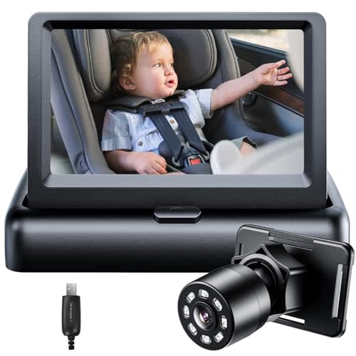 Itomoro Baby Car Mirror, View Infant in Rear Facing Seat with Wide Crystal Clear View,USB Easy Install baby car monitor 1080p