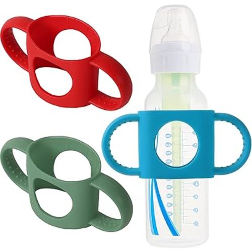 TonGass (3-Pack) TonGass Universal Fit Baby Bottle Holders with Easy Grip Handles for Babies to Hold Their Own Bottle - BPA-Free Soft Silicone