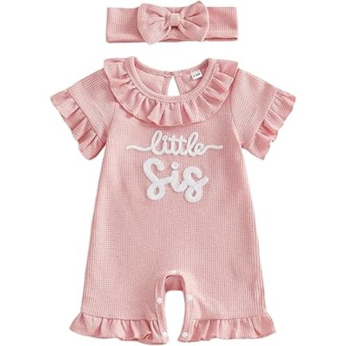 allshope Newborn Baby Girl Summer Outfit Romper Daddy Girl Embroidery Ruffle Collar Jumpsuit Cute Infant Waffle Clothes