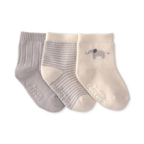 Baby Boys' and Girls' Elephant Ankle Socks, 3-Pack
