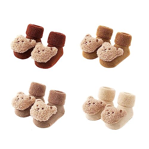 Baby Socks Thickened Plush Floor Anti-Slip Socks, Cute Animal Toddler Warm Cotton Socks with Non Skid Soles, Soft Winter Newborn Slippers