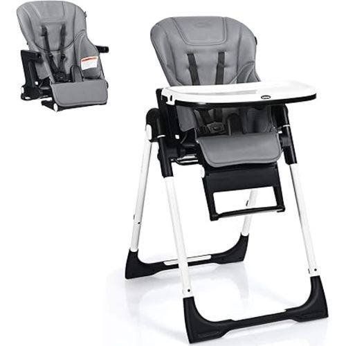 INFANS 4 in 1 High Chair–Booster Seat, Convertible Highchair w/Adjustable Height and Recline,Removable Tray,DetachableCushion, Installation-Free,Simple Fold for Baby, Infant& Toddler