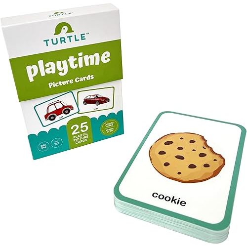 Playtime Picture Cards, 25 Bright and Colorful Plastic Flashcards for Toddlers and Babies, BPA-Free and Chew Proof Solid Plastic