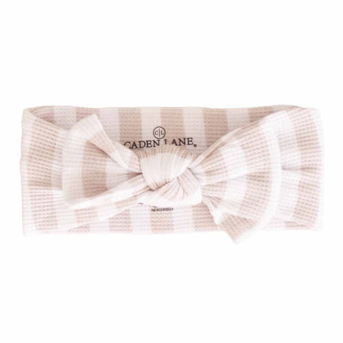 Caden Lane® | Latte Stripes Waffle Knit Large Bow Headwrap