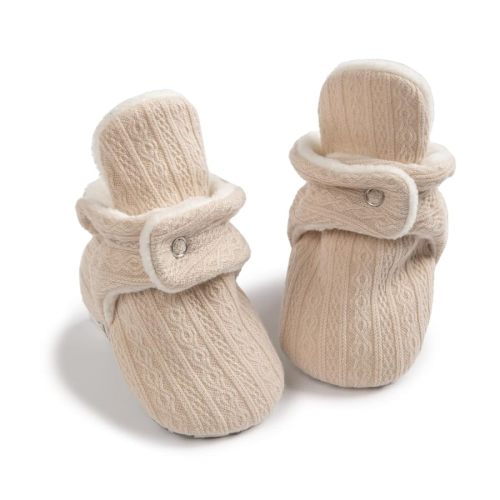 Sawimlgy Newborn Infant Baby Girl Boy Cotton Booties Stay On Sock Slippers Soft Bedroom Shoes Non-Skid Ankle Boots With Grippers Toddler Crib Warm Shoe First Walker Birthday Shower