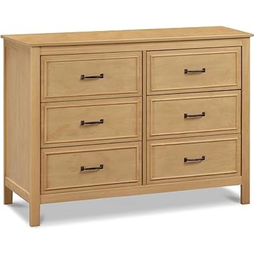 DaVinci Charlie 6-Drawer Baby Dresser - Wooden Double Chest of Drawers for Kids, Boys and Girls - Multi-Purpose Storage Dresser for Bedroom, Nursery, Living Room & Hallway, Easy to Assemble - Honey