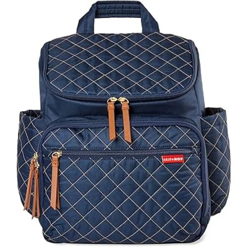 Skip Hop Diaper Bag Backpack: Forma, Multi-Function Baby Travel Bag with Changing Pad & Stroller Attachment, Navy