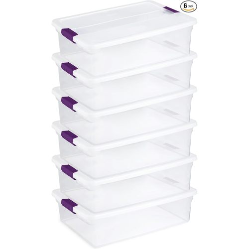 Sterilite 6-Pack 32 Quart ClearView Latch Box, Stackable Organizer Bins with Latching Lids - Clear Plastic Organization Containers for Closet, Bedroom, Shelving Units and Everyday Home Storage