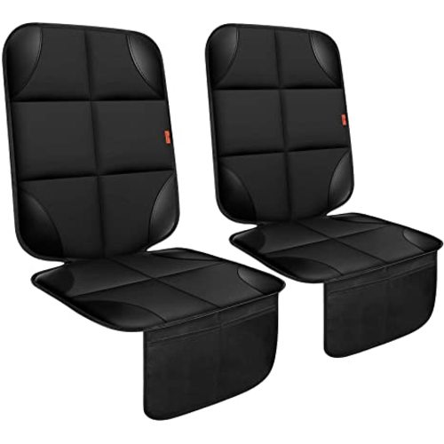 Car Seat Protector 2 Pack Car Seat Cushion Mat Thickest Padding,Waterproof 600D Fabric Car Seat Covers for Non-Slip Backing Mesh Pockets for Baby and Pet(2 Seat Protector)