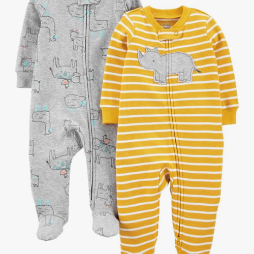 Simple Joys by Carter's Baby Boys' 2-Way Zip Thermal Footed Sleep and Play, Pack of 2