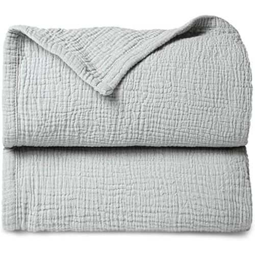 Lulu moon Muslin Baby Blanket Quilt - Crib Blanket for Toddlers 47"× 47" Silver Grey